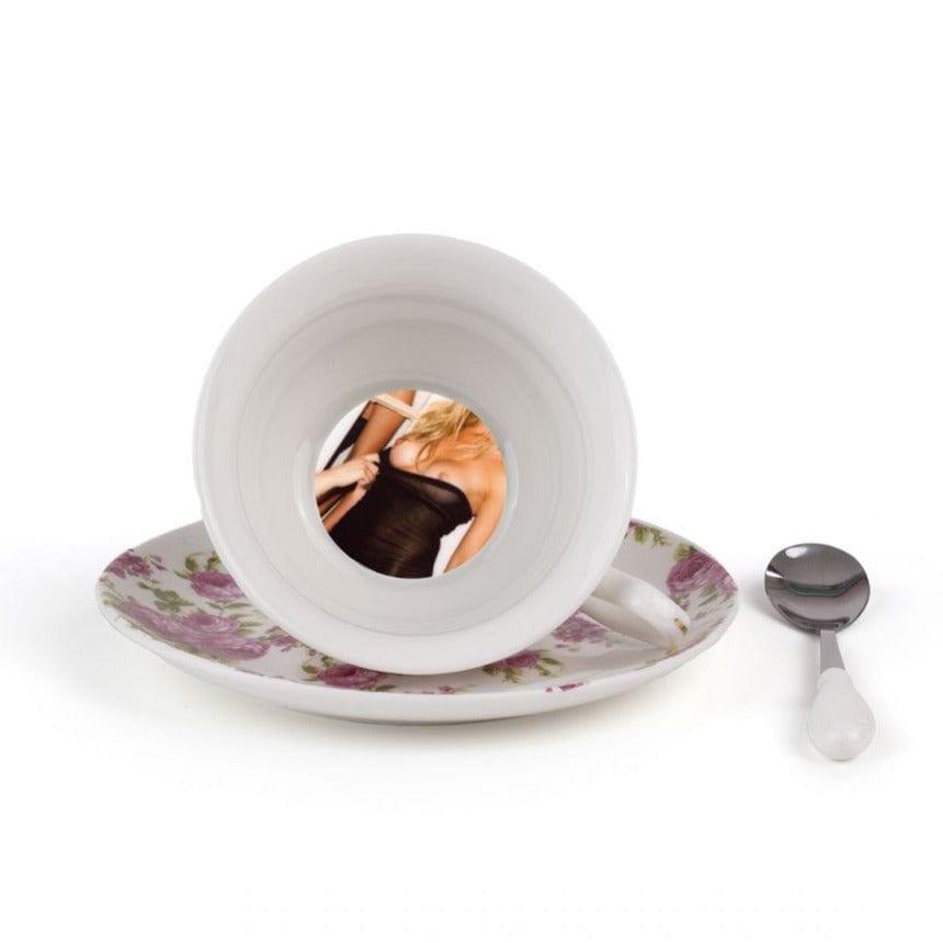 Filiżanka ze spodkiem i łyżeczką TARIN - RUMINA porcelanowy Seletti Eye on Design