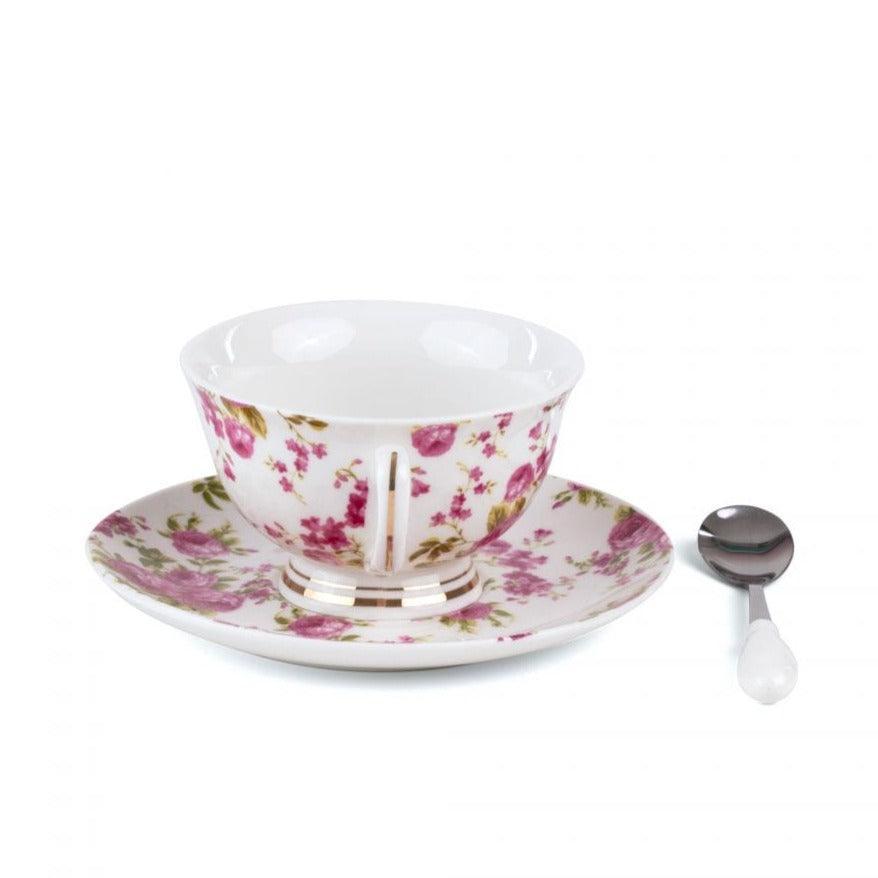 Filiżanka ze spodkiem i łyżeczką TARIN - RUMINA porcelanowy Seletti Eye on Design