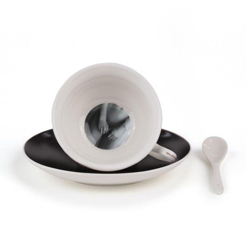 Filiżanka ze spodkiem i łyżeczką TARIN - TACITA porcelanowy Seletti Eye on Design