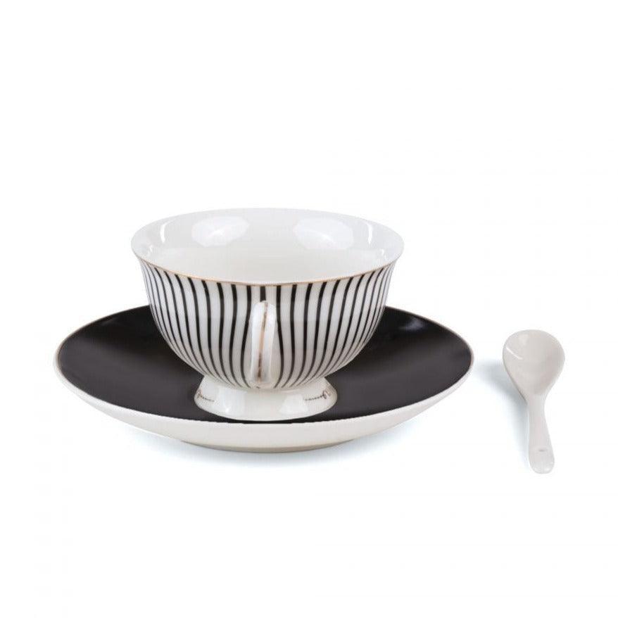 Filiżanka ze spodkiem i łyżeczką TARIN - TACITA porcelanowy Seletti Eye on Design