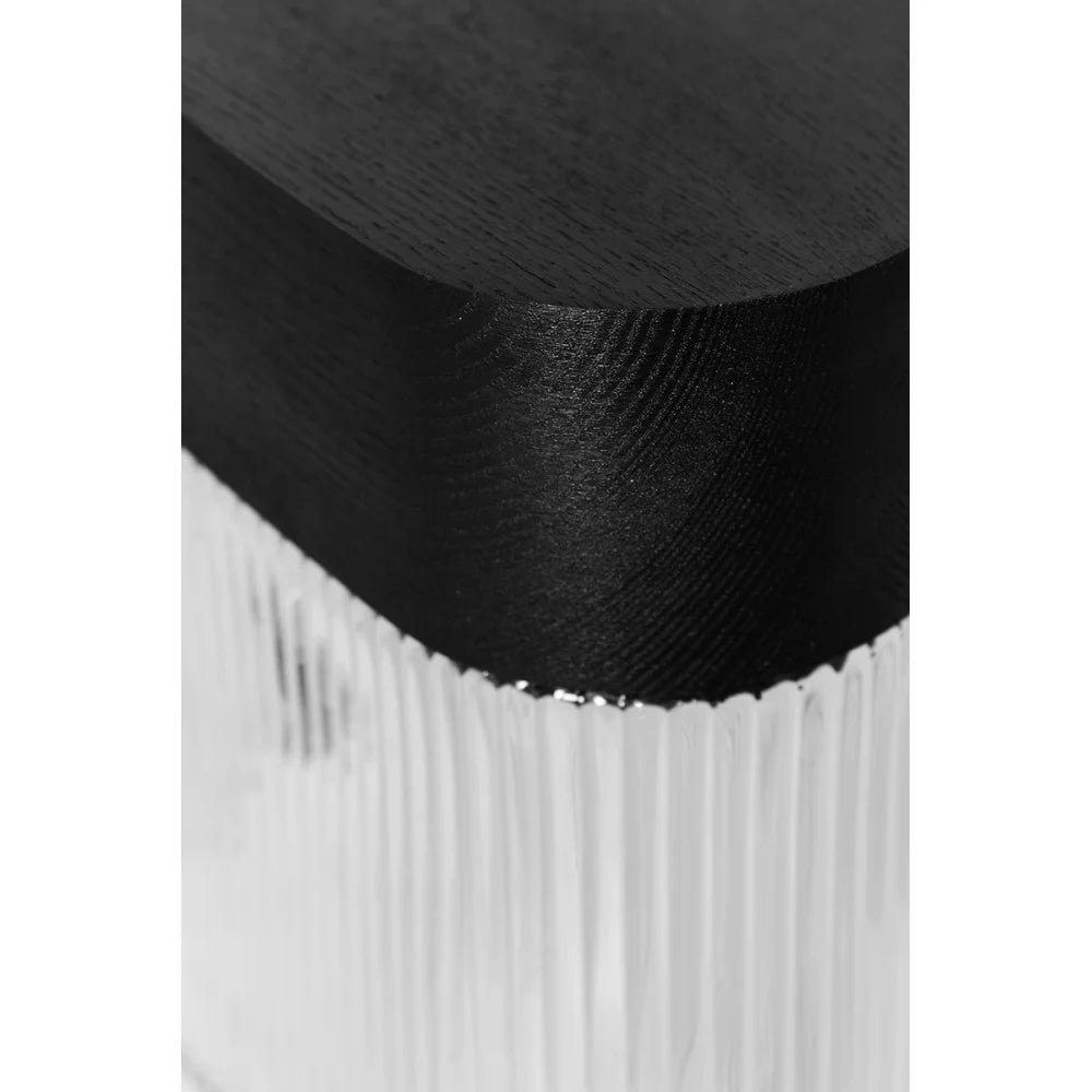 FLUMINA Wandleuchte, geriffeltes Glas und schwarzes Eschenholz