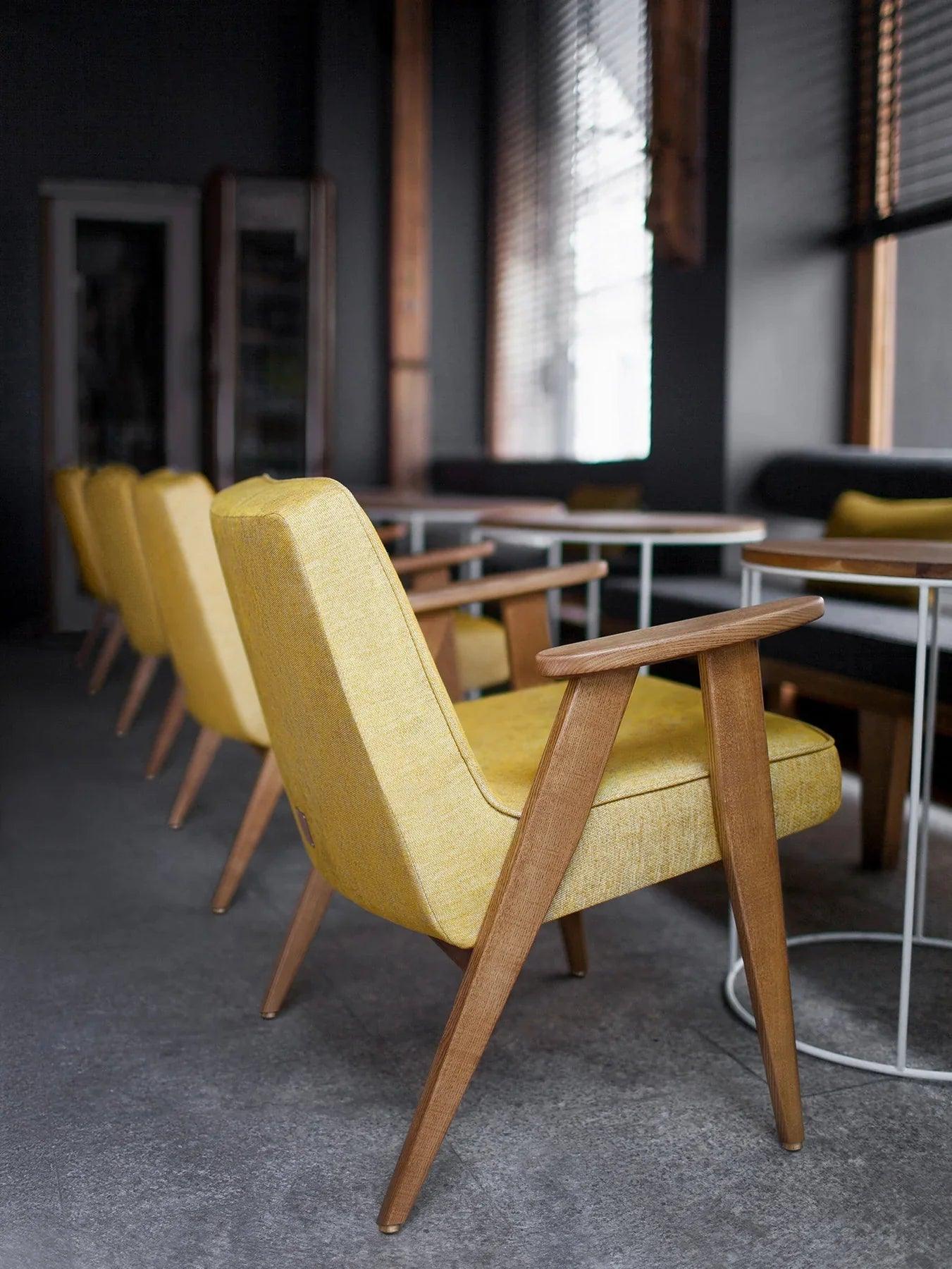 Fotel 366 żółty w tkaninie Boucle Mustard 366 concept Eye on Design