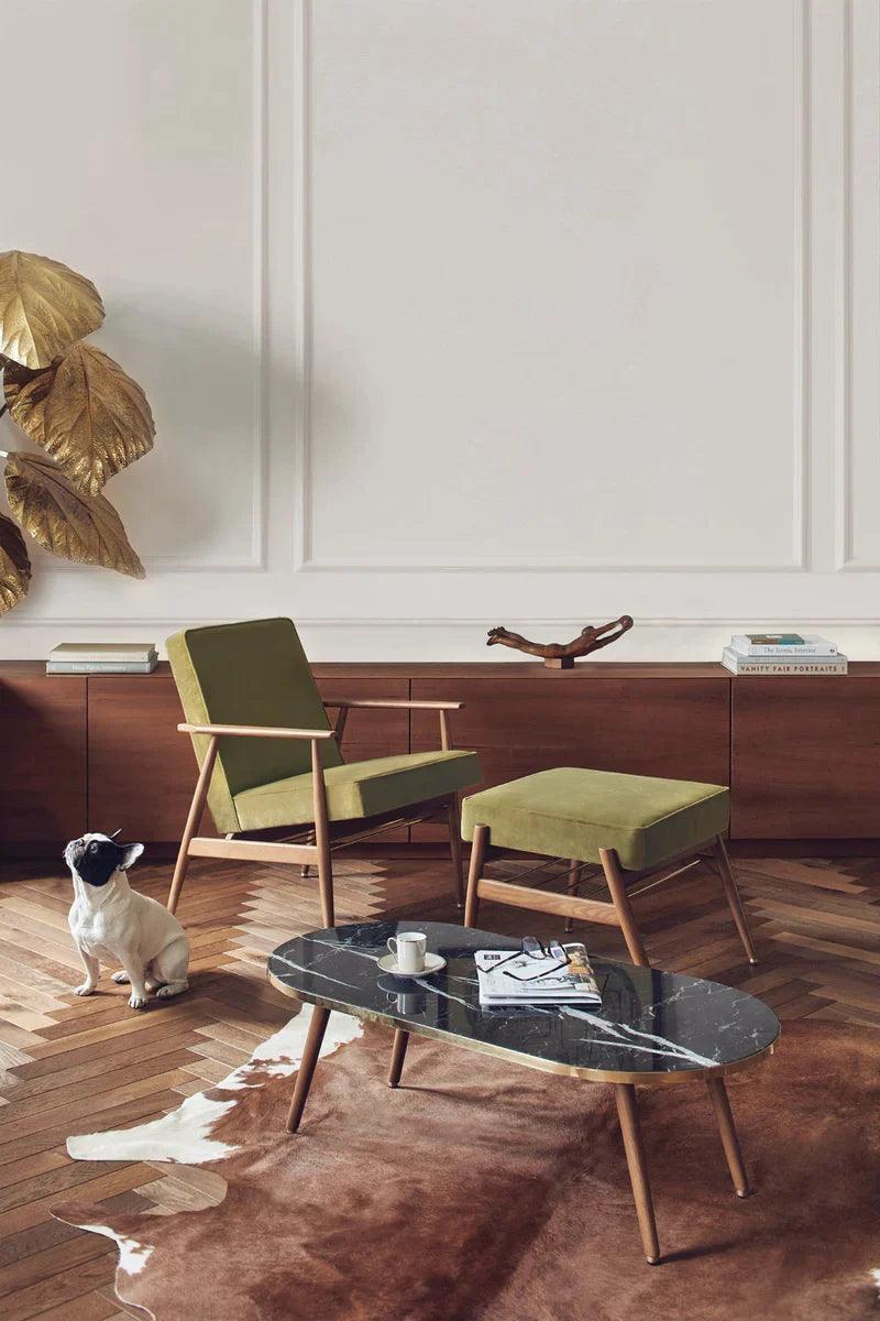 Fotel 366 żółty w tkaninie Boucle Mustard 366 concept Eye on Design