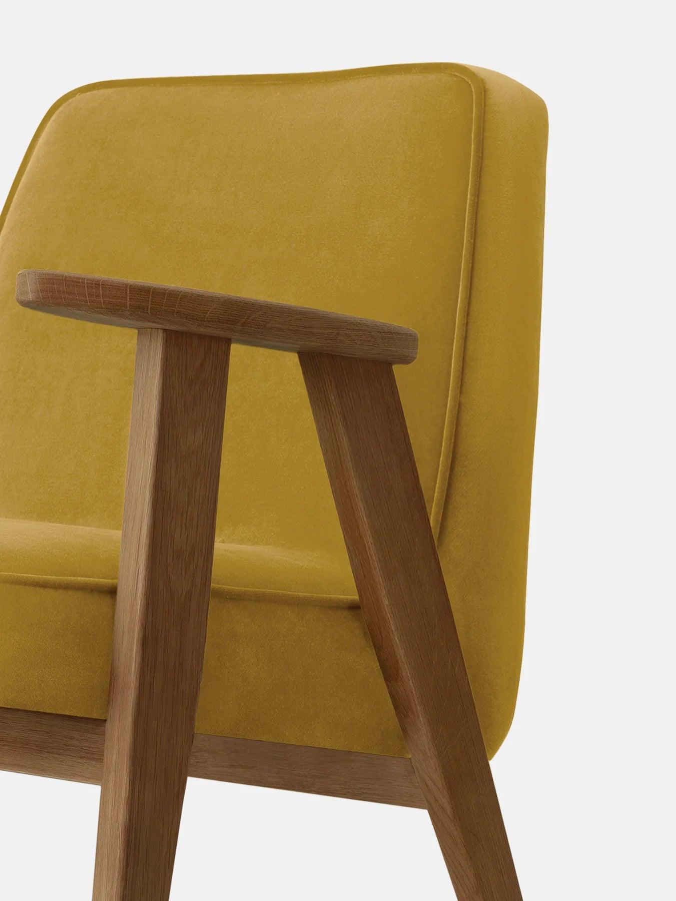 Fotel 366 żółty w tkaninie Shine Velvet Mustard 366 concept Eye on Design