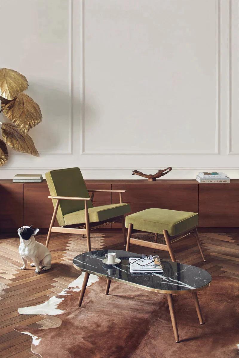 Fotel 366 żółty w tkaninie Shine Velvet Mustard 366 concept Eye on Design