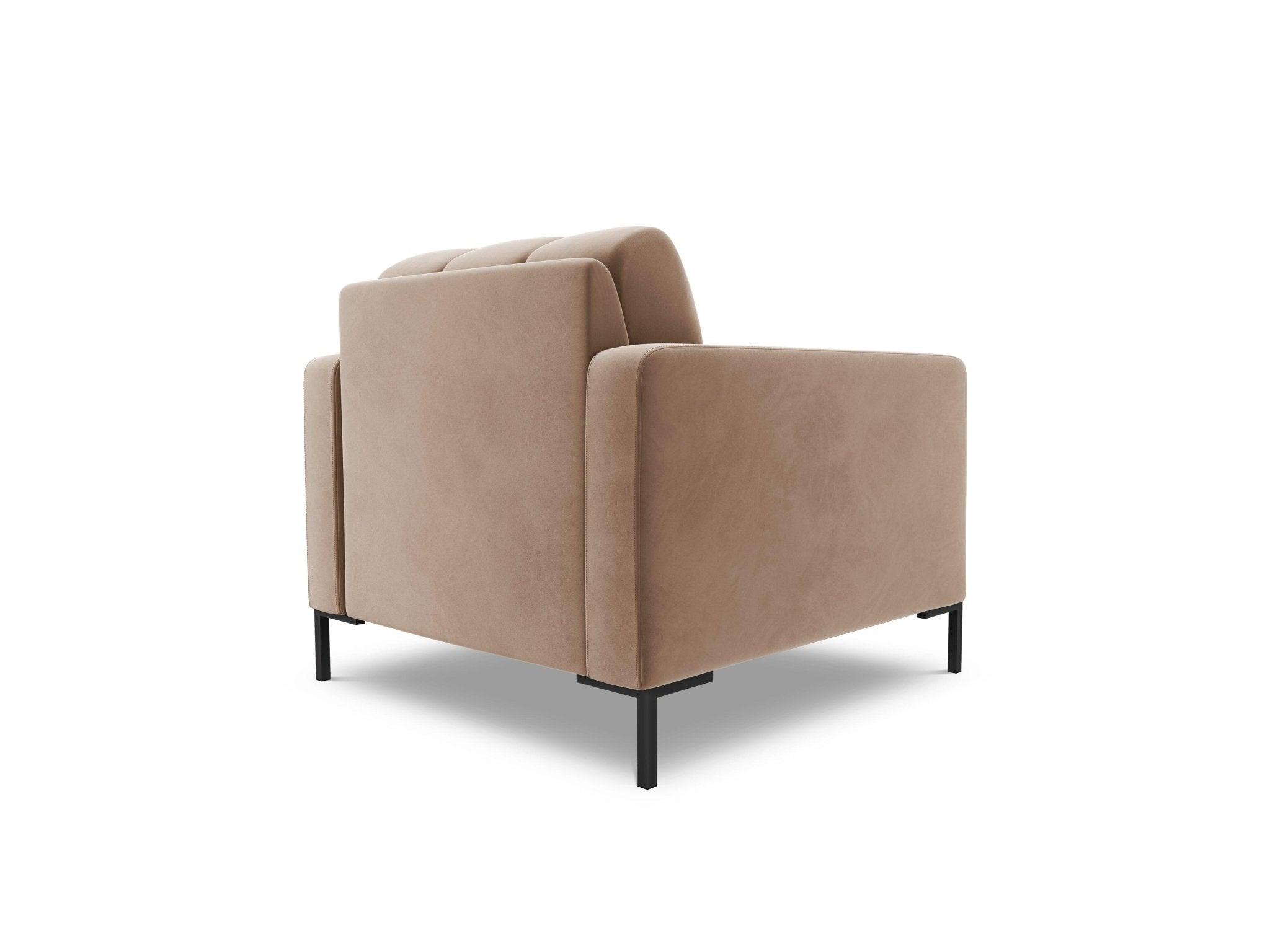 Fotel aksamitny BALI beżowy z czarną podstawą Cosmopolitan Design Eye on Design