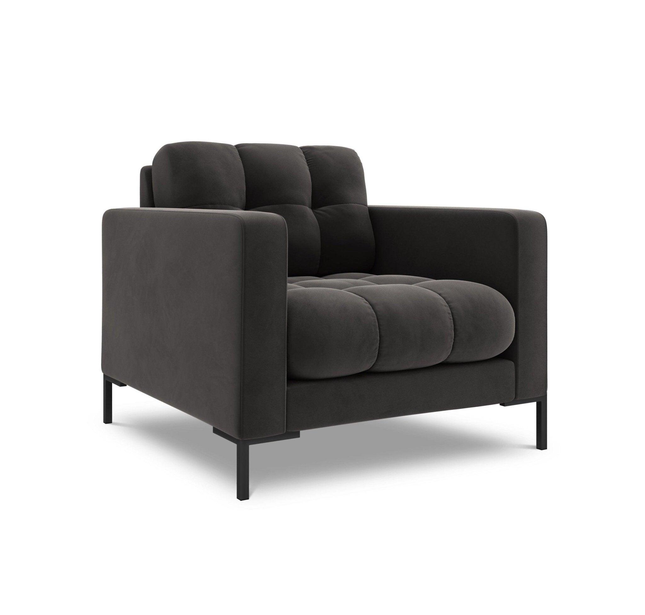 Fotel aksamitny BALI ciemnoszary z czarną podstawą Cosmopolitan Design Eye on Design