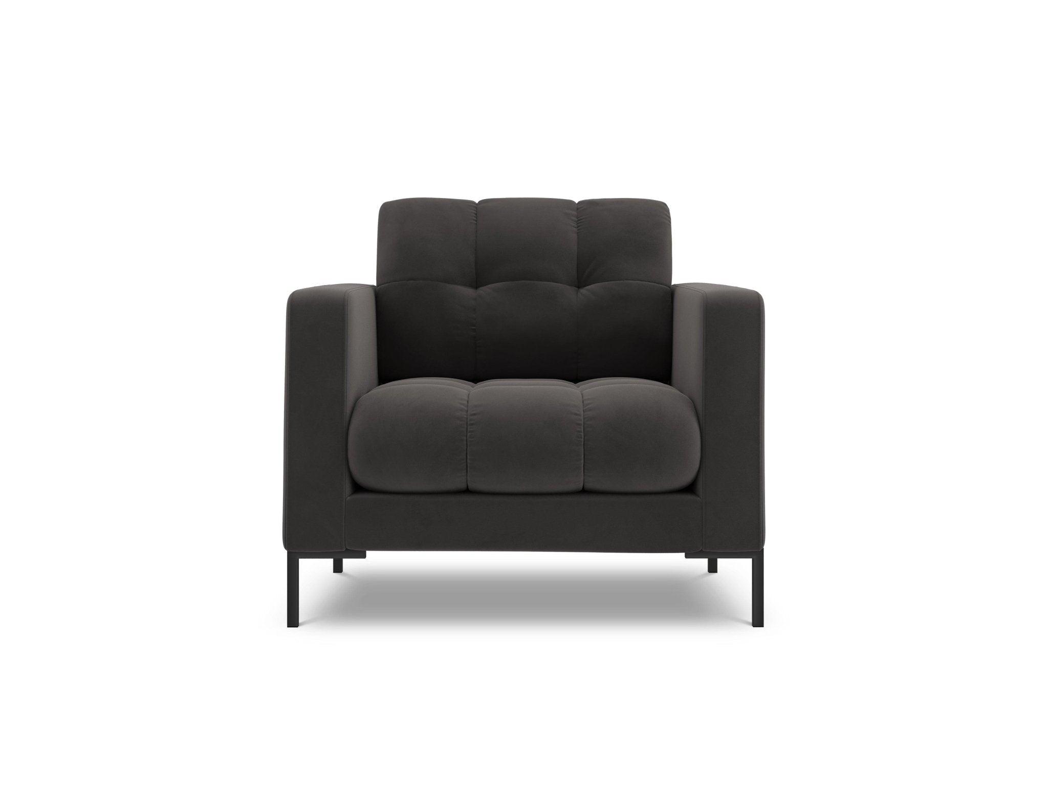 Fotel aksamitny BALI ciemnoszary z czarną podstawą Cosmopolitan Design Eye on Design