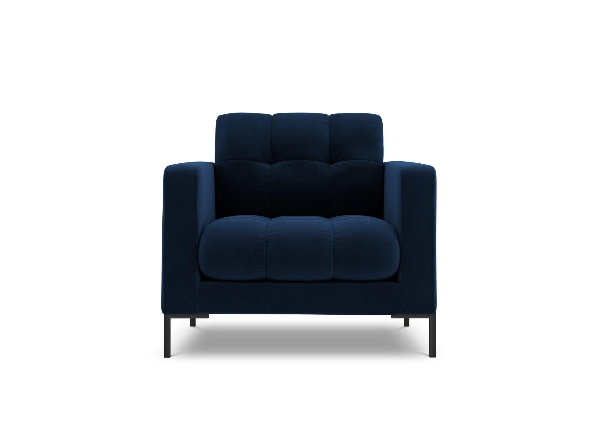 Fotel aksamitny BALI granat królewski z czarną podstawą Cosmopolitan Design Eye on Design