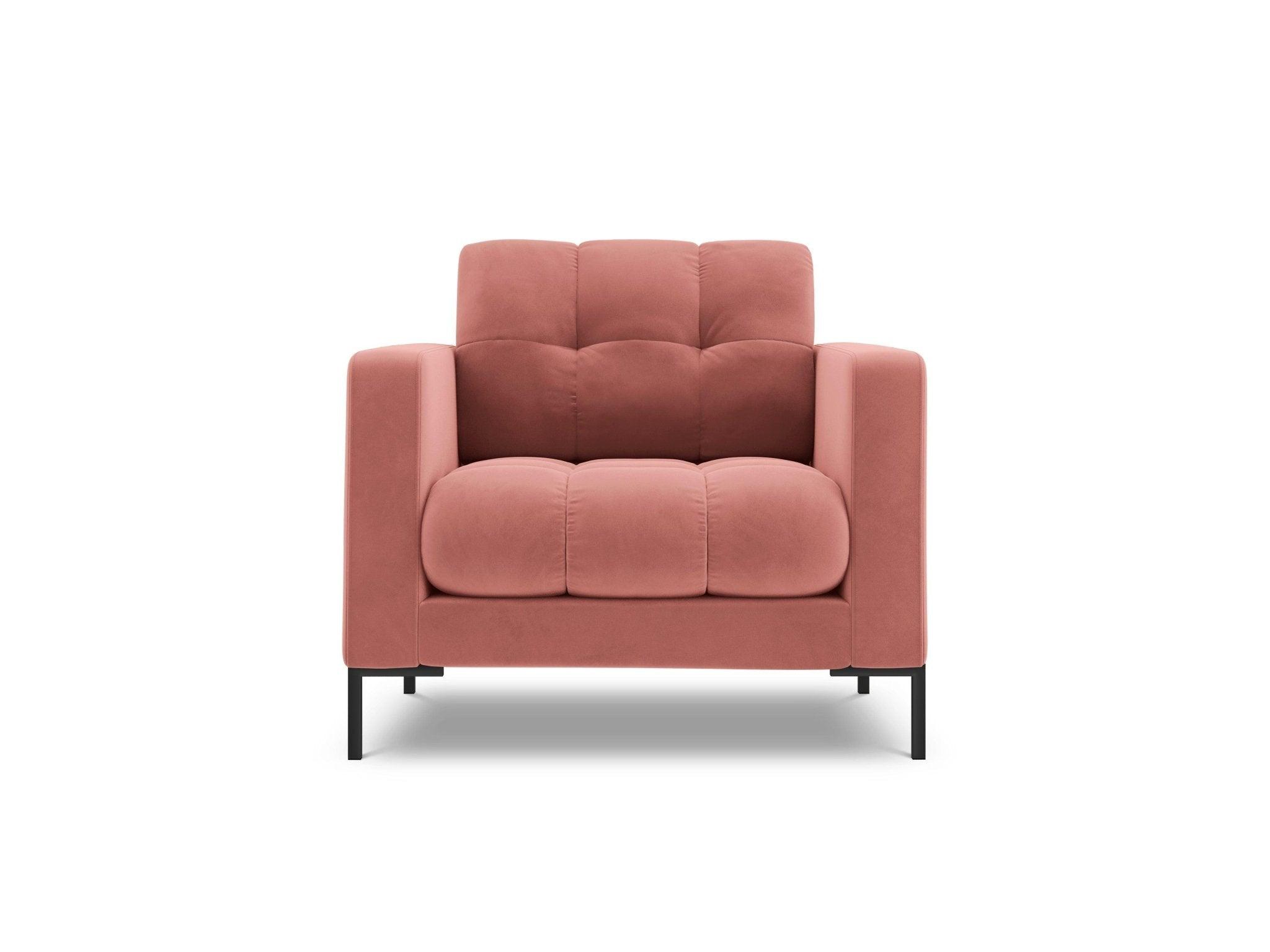 Fotel aksamitny BALI różowy z czarną podstawą Cosmopolitan Design Eye on Design