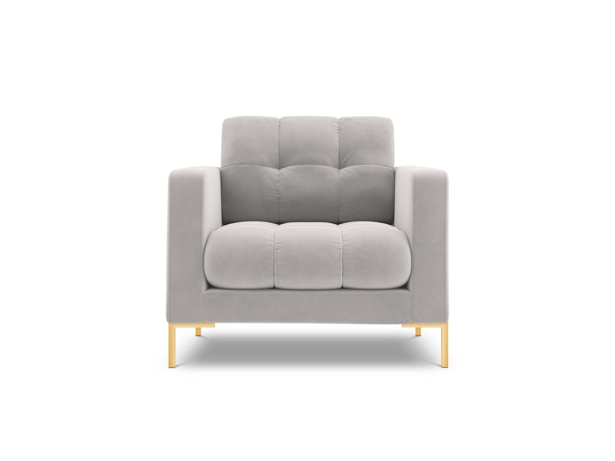 Fotel aksamitny BALI srebrny ze złotą podstawą Cosmopolitan Design Eye on Design