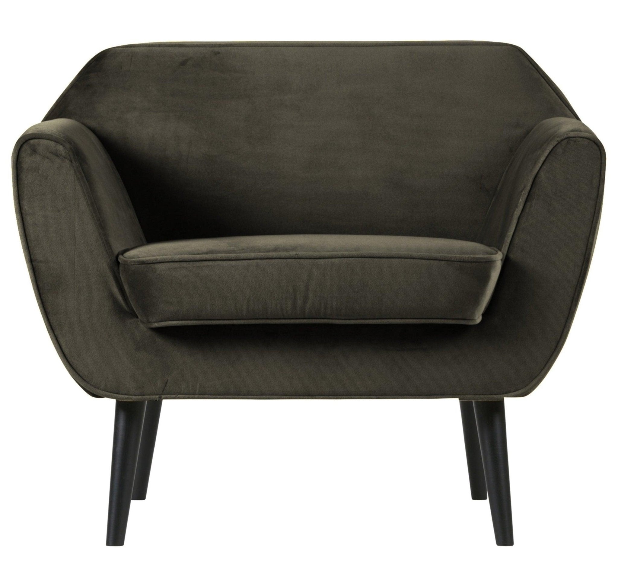 Fotel aksamitny ROCCO oliwkowy Woood Eye on Design