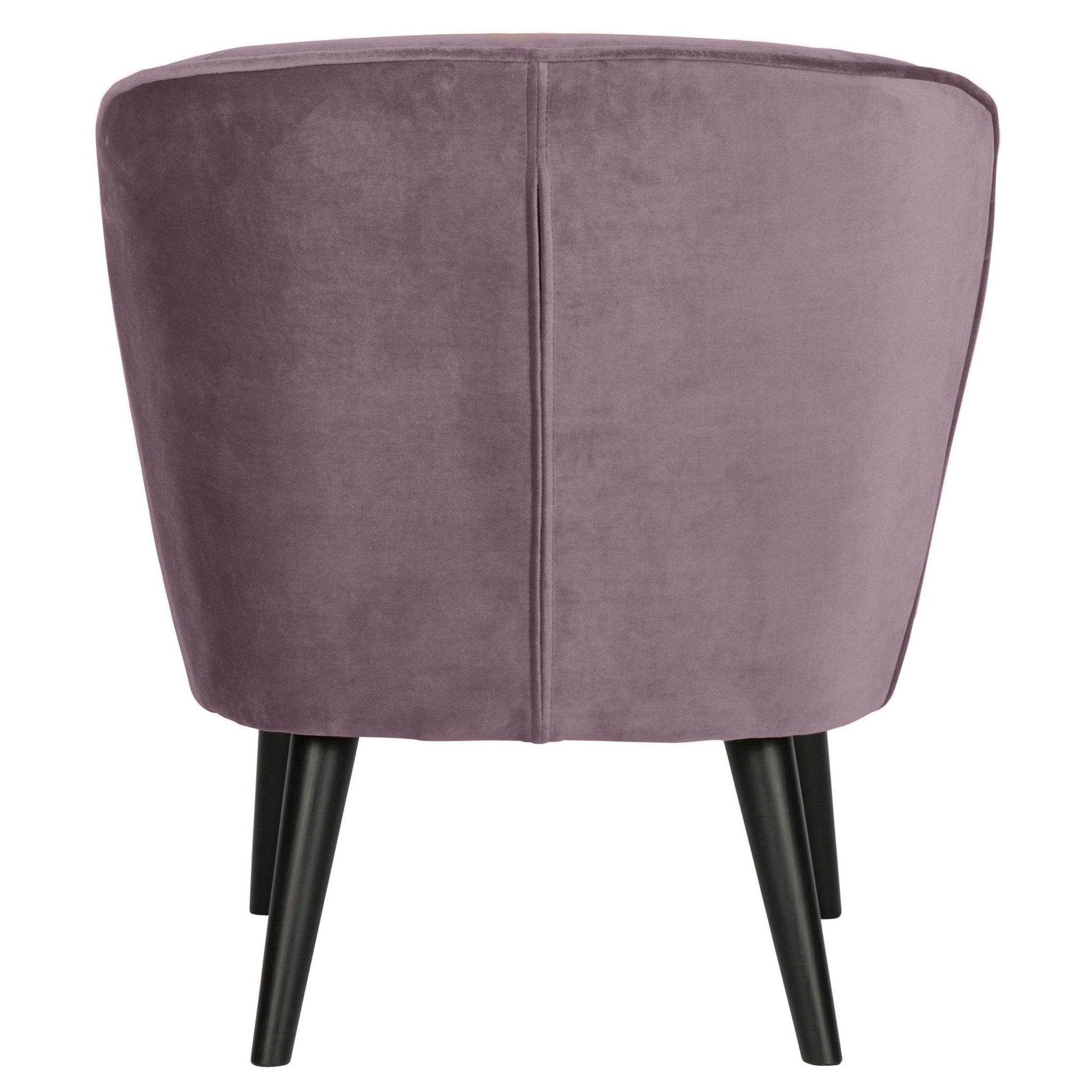 Fotel aksamitny SARA fioletowy Woood Eye on Design