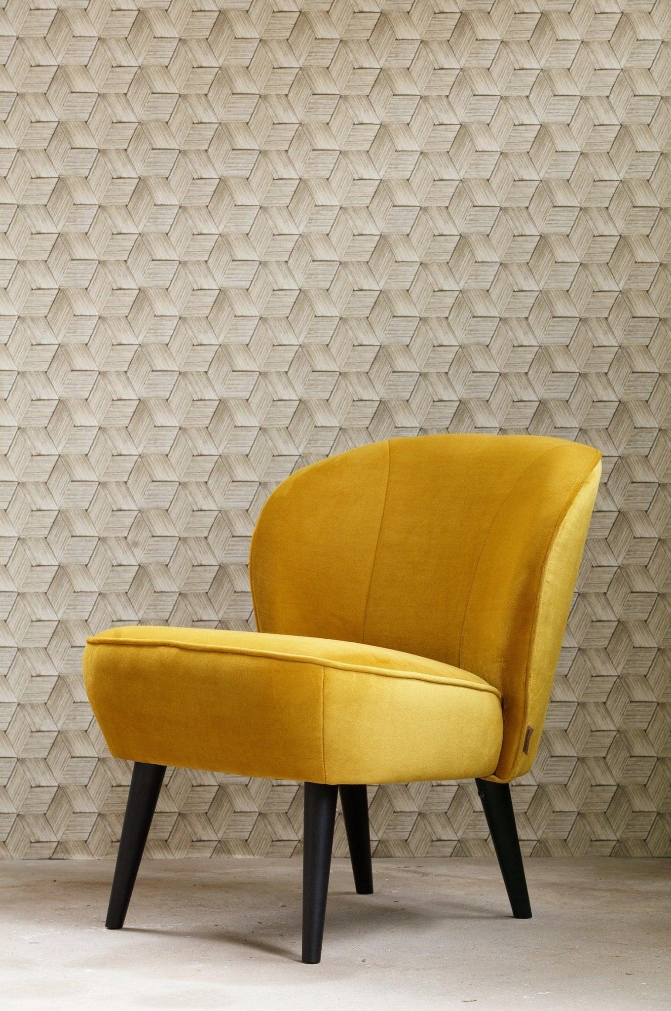 Fotel aksamitny SARA musztardowy Woood Eye on Design