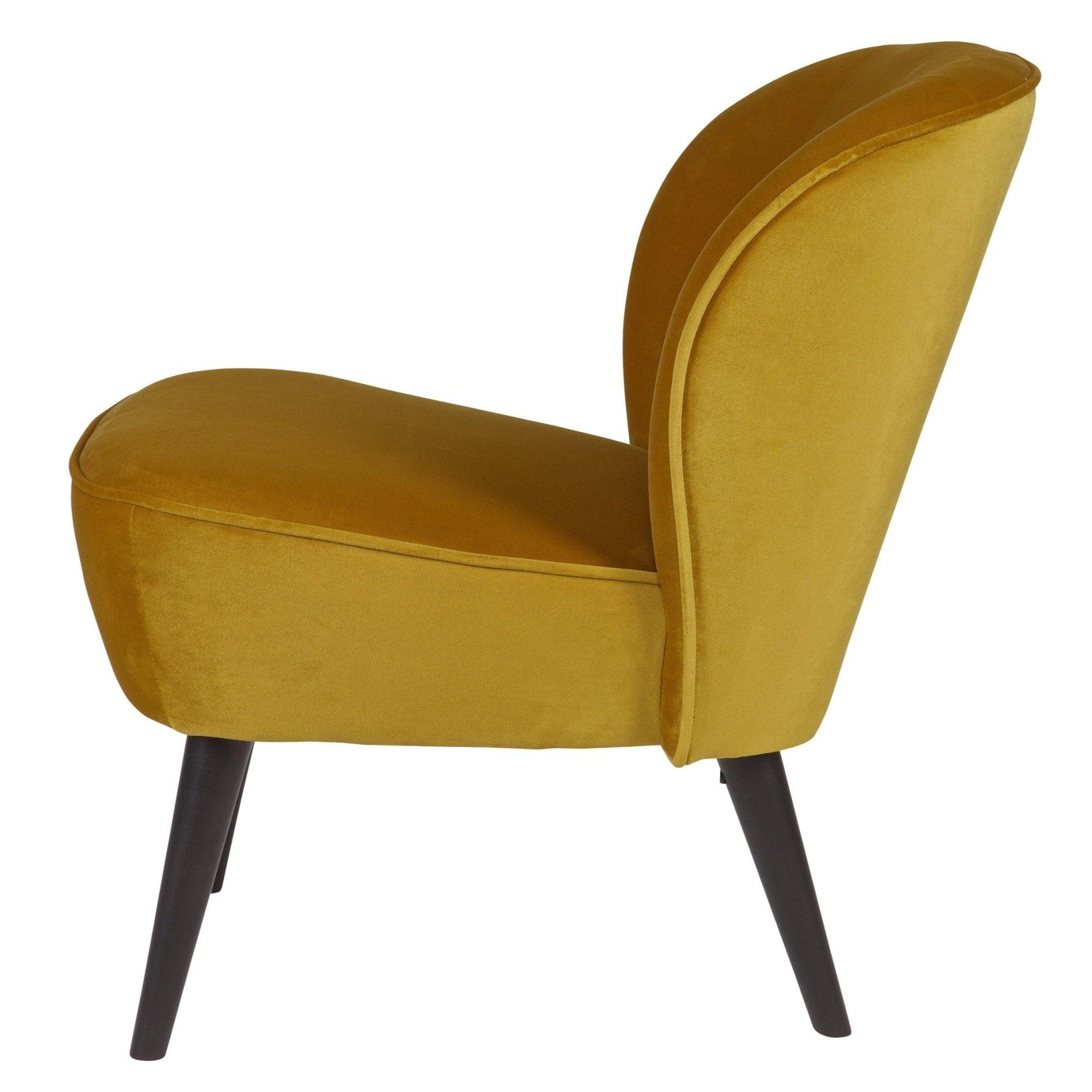 Fotel aksamitny SARA musztardowy Woood Eye on Design