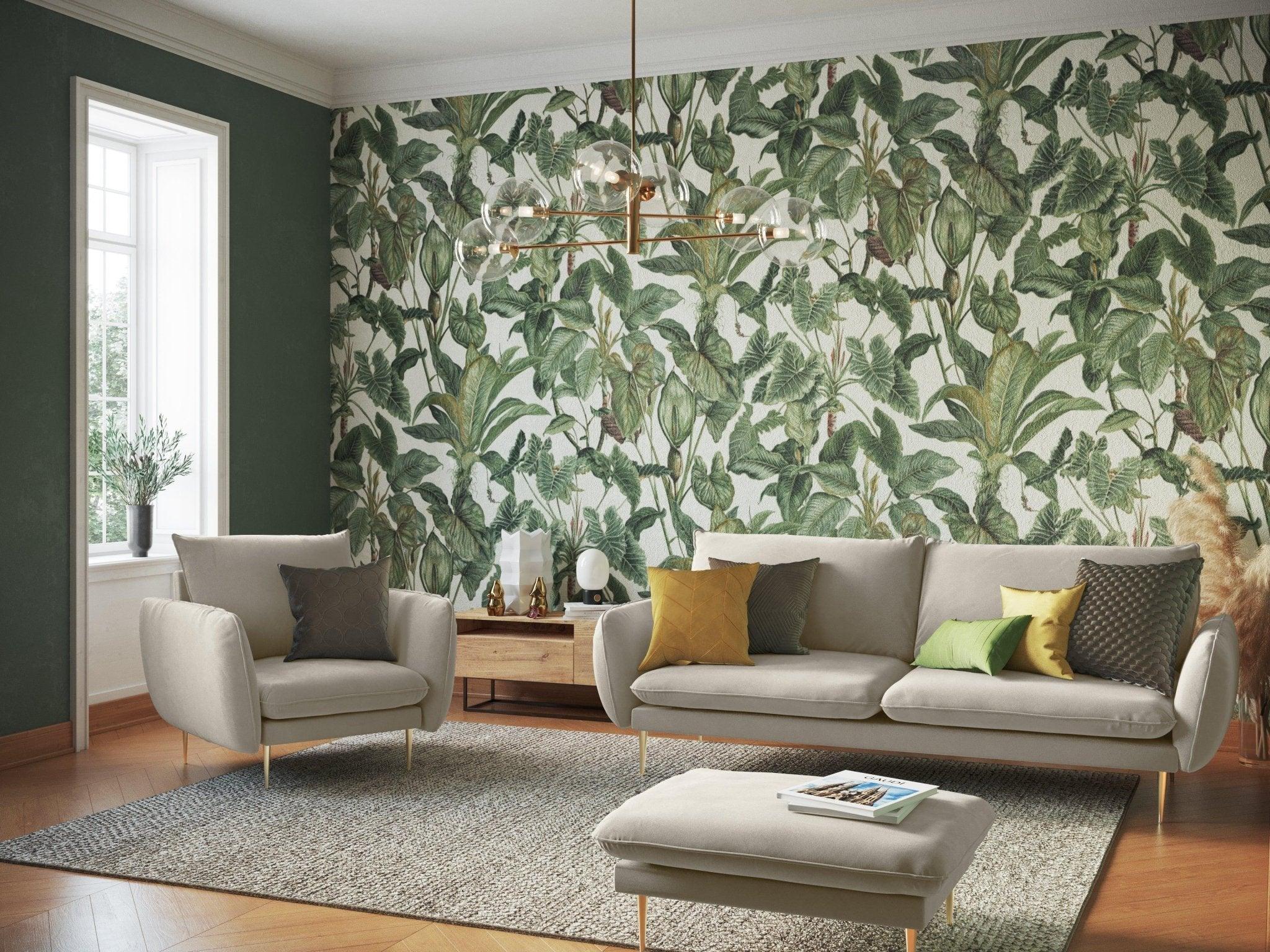 Fotel aksamitny VIENNA beżowy ze złotą podstawą Cosmopolitan Design Eye on Design