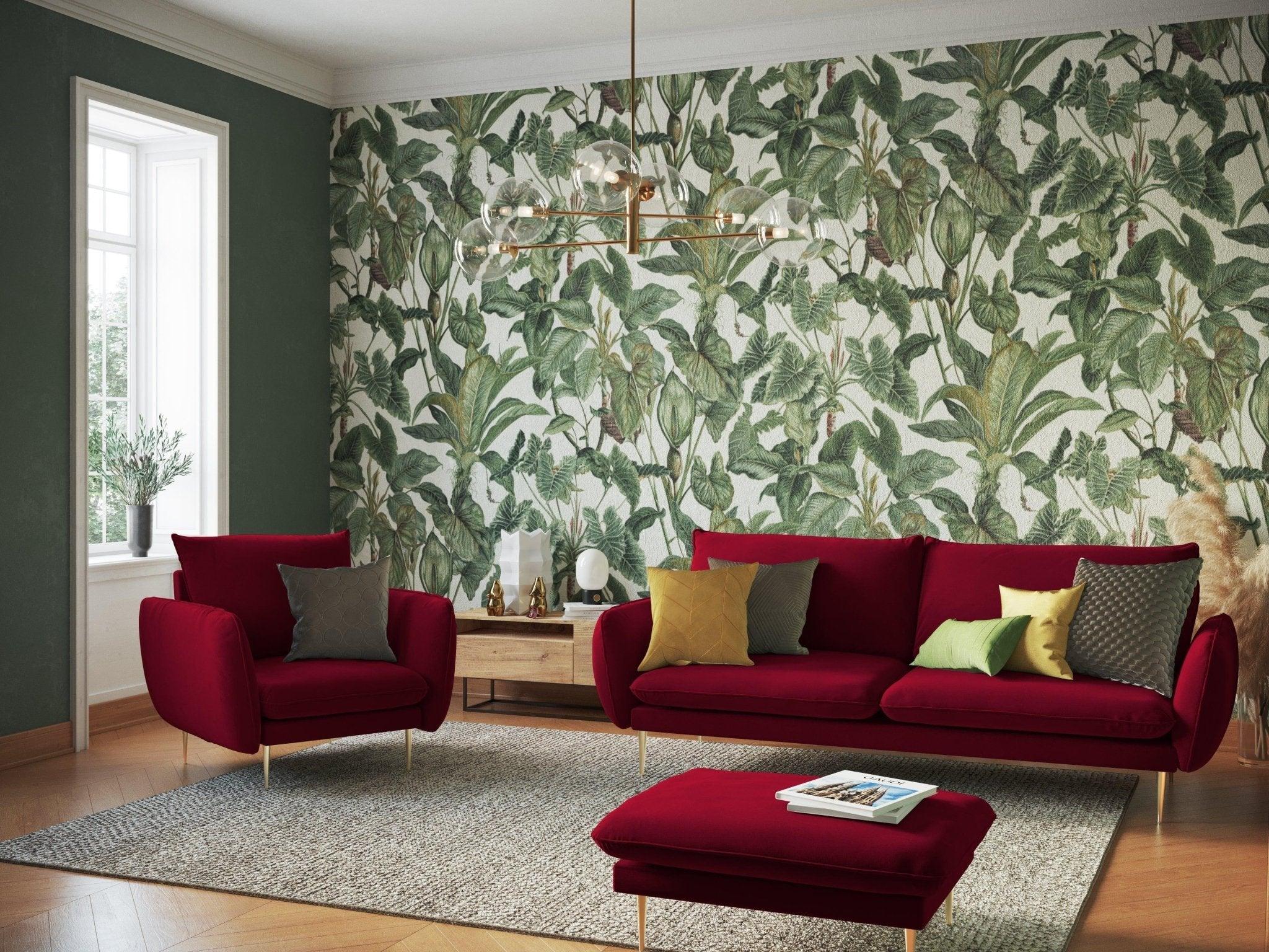Fotel aksamitny VIENNA bordowy ze złotą podstawą Cosmopolitan Design Eye on Design