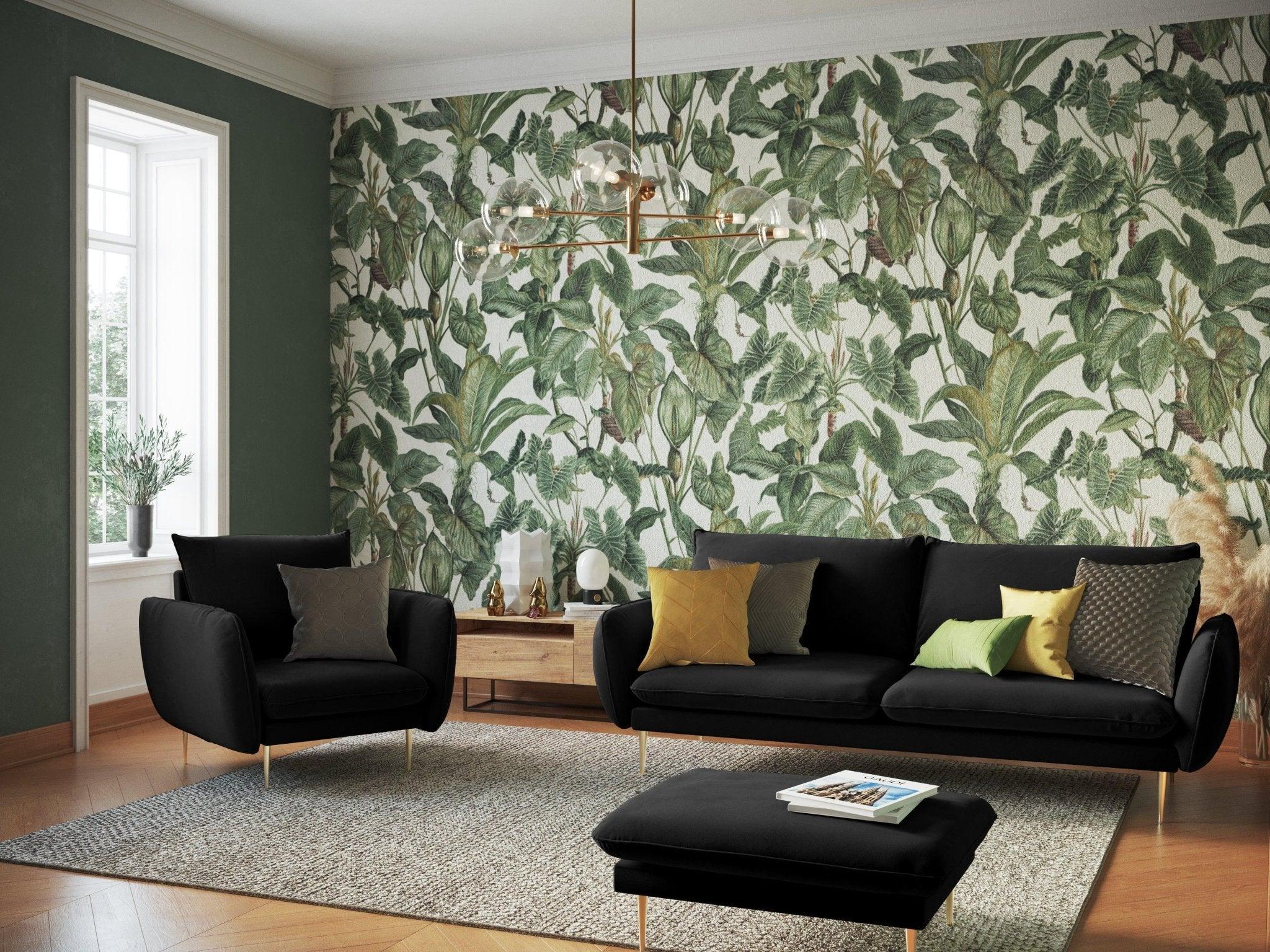 Fotel aksamitny VIENNA czarny ze złotą podstawą Cosmopolitan Design Eye on Design