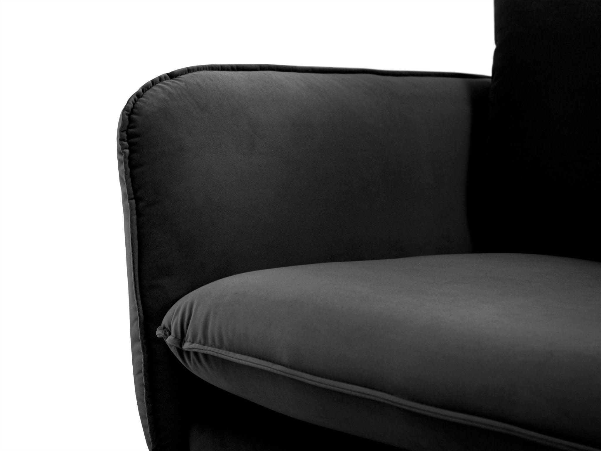 Fotel aksamitny VIENNA czarny ze złotą podstawą Cosmopolitan Design Eye on Design