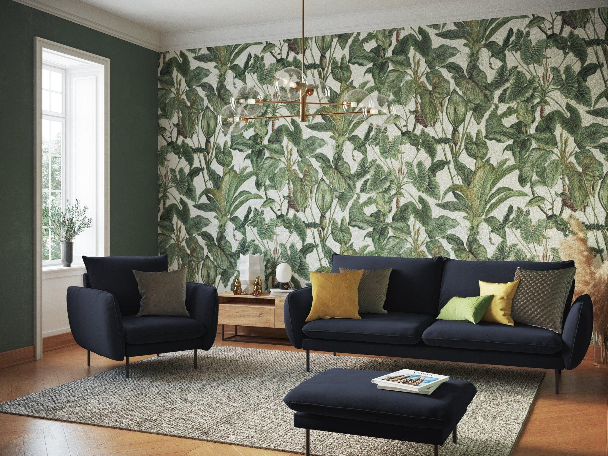 Fotel aksamitny VIENNA granatowy z czarną podstawą Cosmopolitan Design Eye on Design