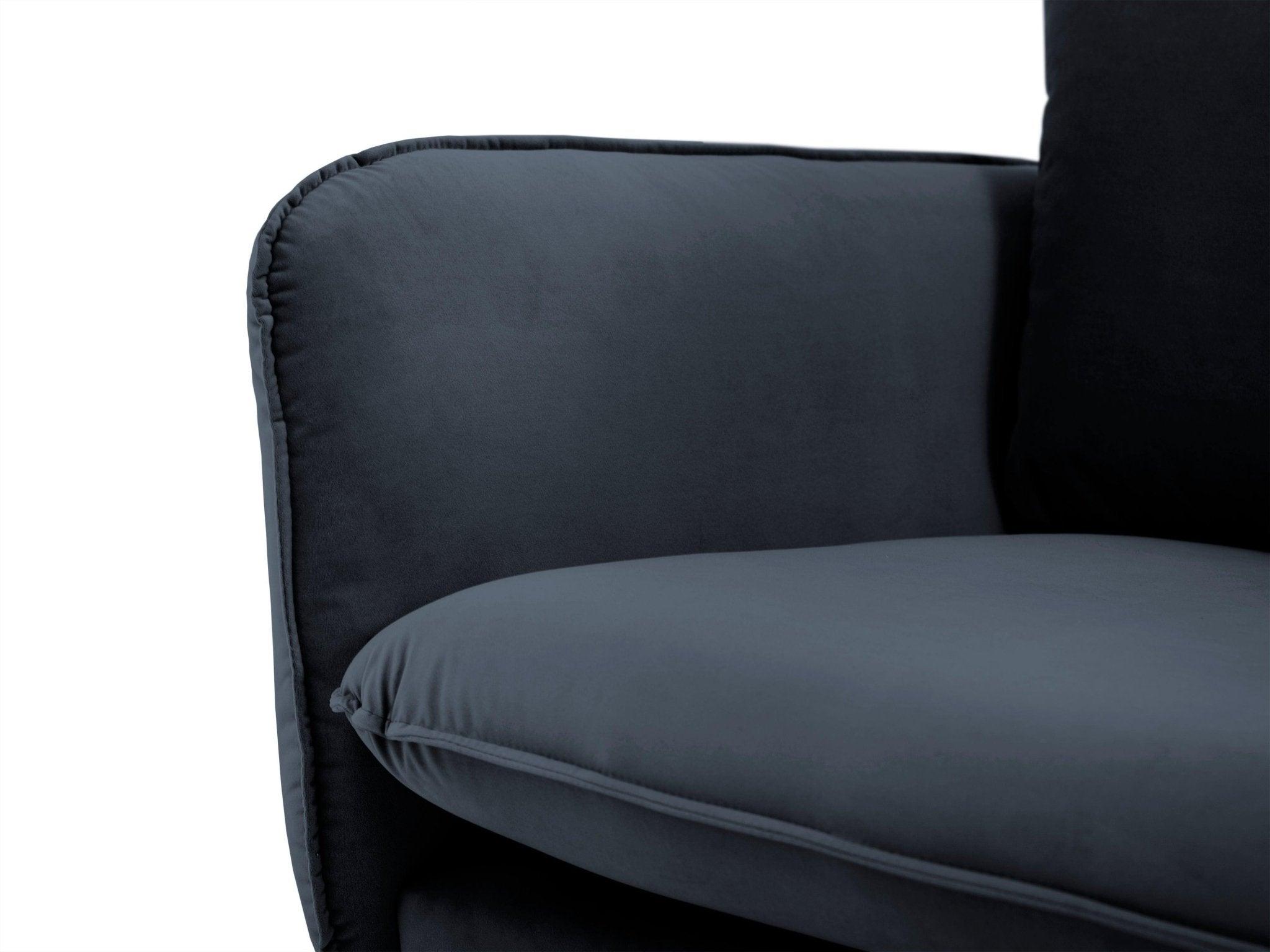 Fotel aksamitny VIENNA granatowy z czarną podstawą Cosmopolitan Design Eye on Design