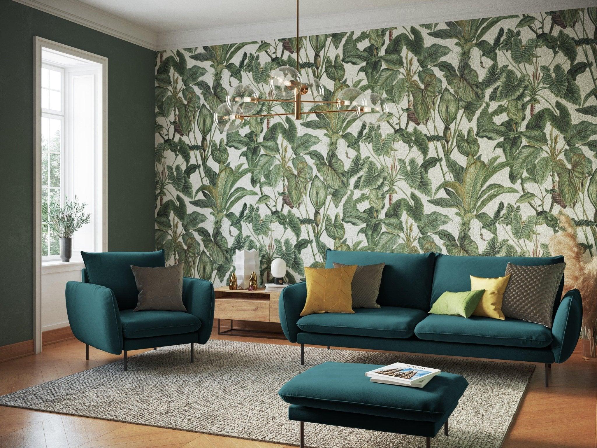 Fotel aksamitny VIENNA morski z czarną podstawą Cosmopolitan Design Eye on Design