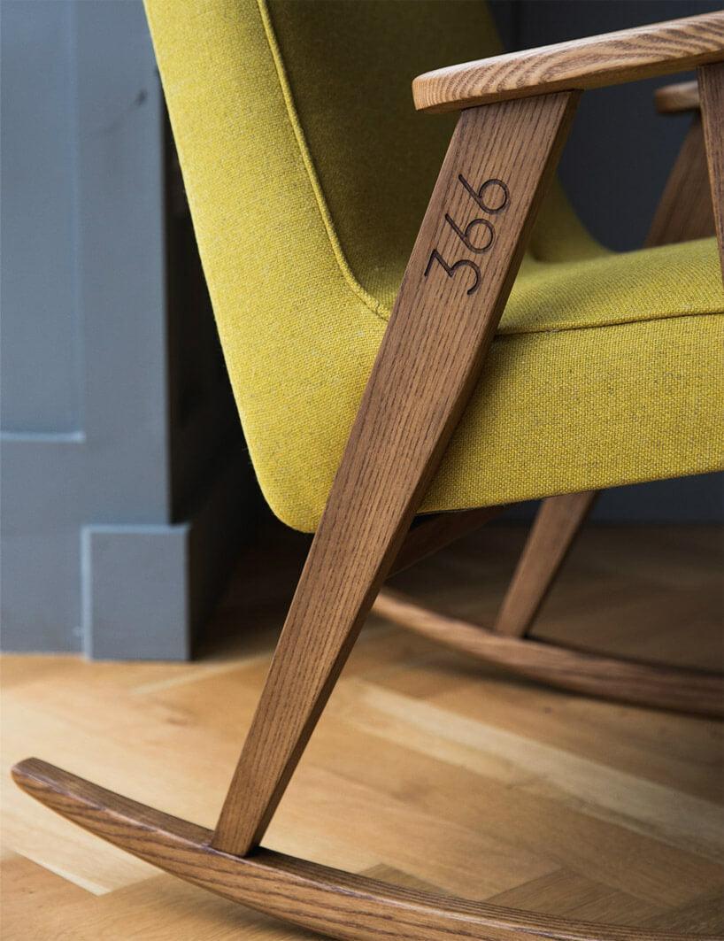 Fotel bujany 366 żółty w tkaninie Coco Mustard 366 concept Eye on Design