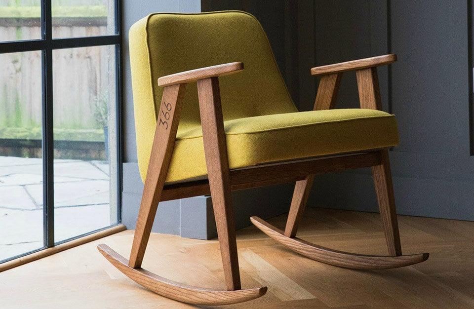 Fotel bujany 366 żółty w tkaninie Coco Mustard 366 concept Eye on Design