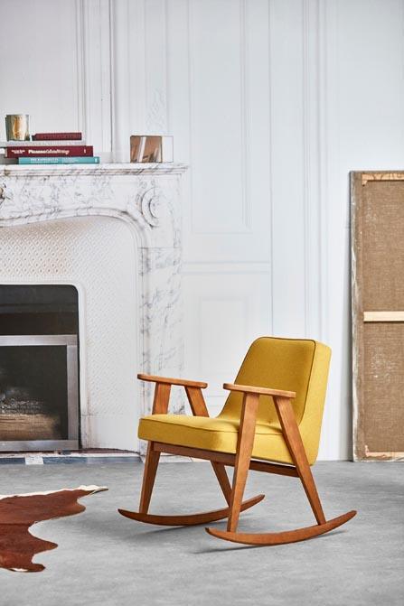Fotel bujany 366 żółty w tkaninie Coco Mustard 366 concept Eye on Design