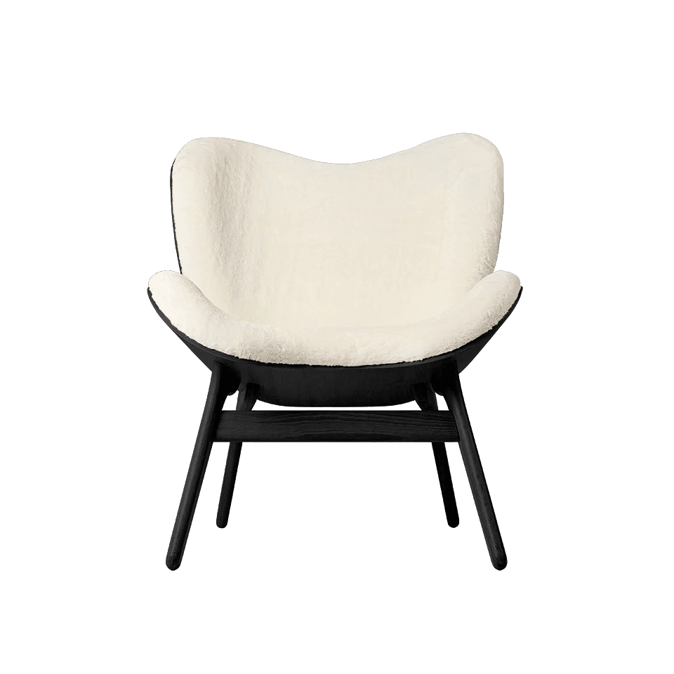 Fotel CONVERSATION PIECE kremowy plusz z czarną podstawą UMAGE Eye on Design