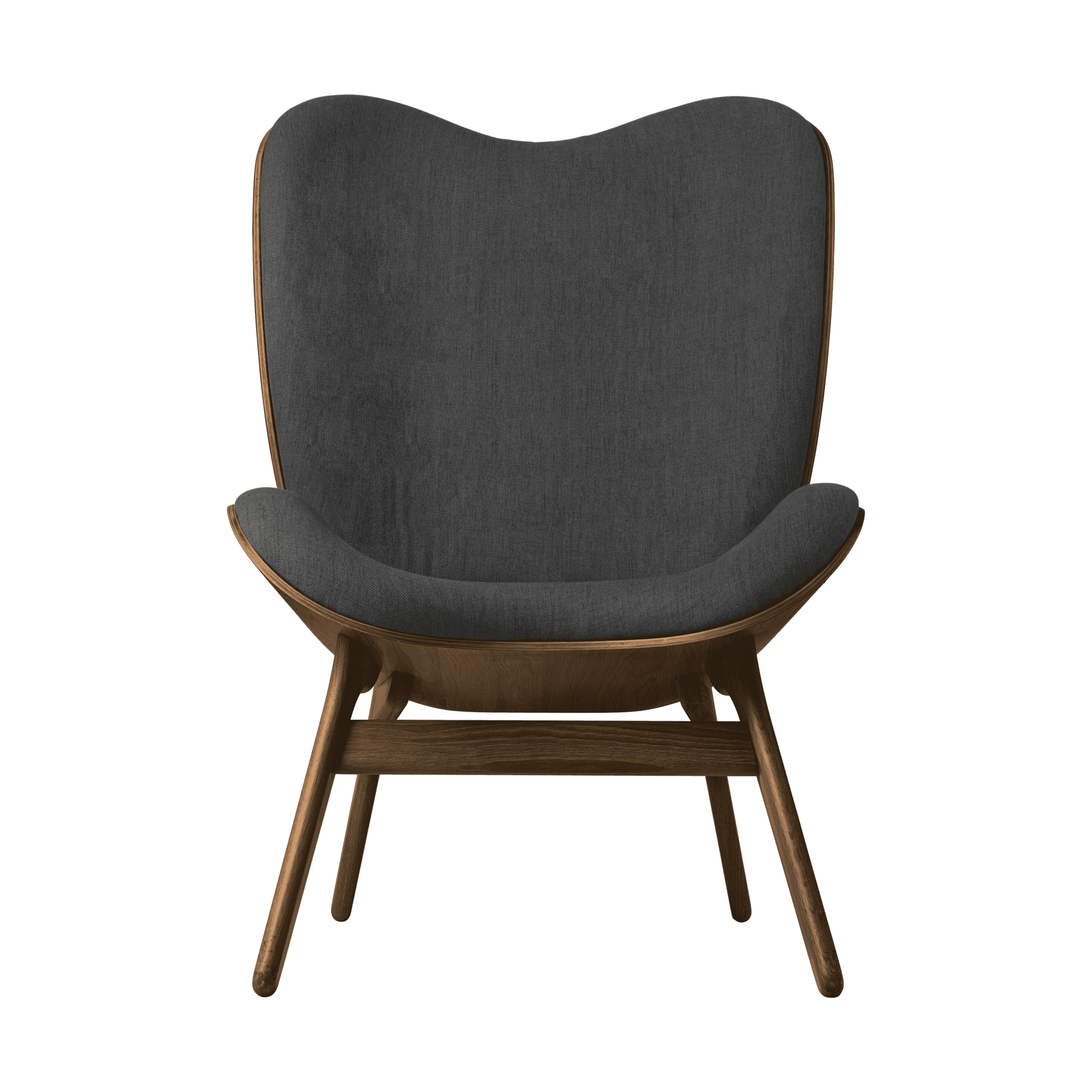 Fotel CONVERSATION PIECE TALL antracytowy z ciemno dębową podstawą UMAGE Eye on Design