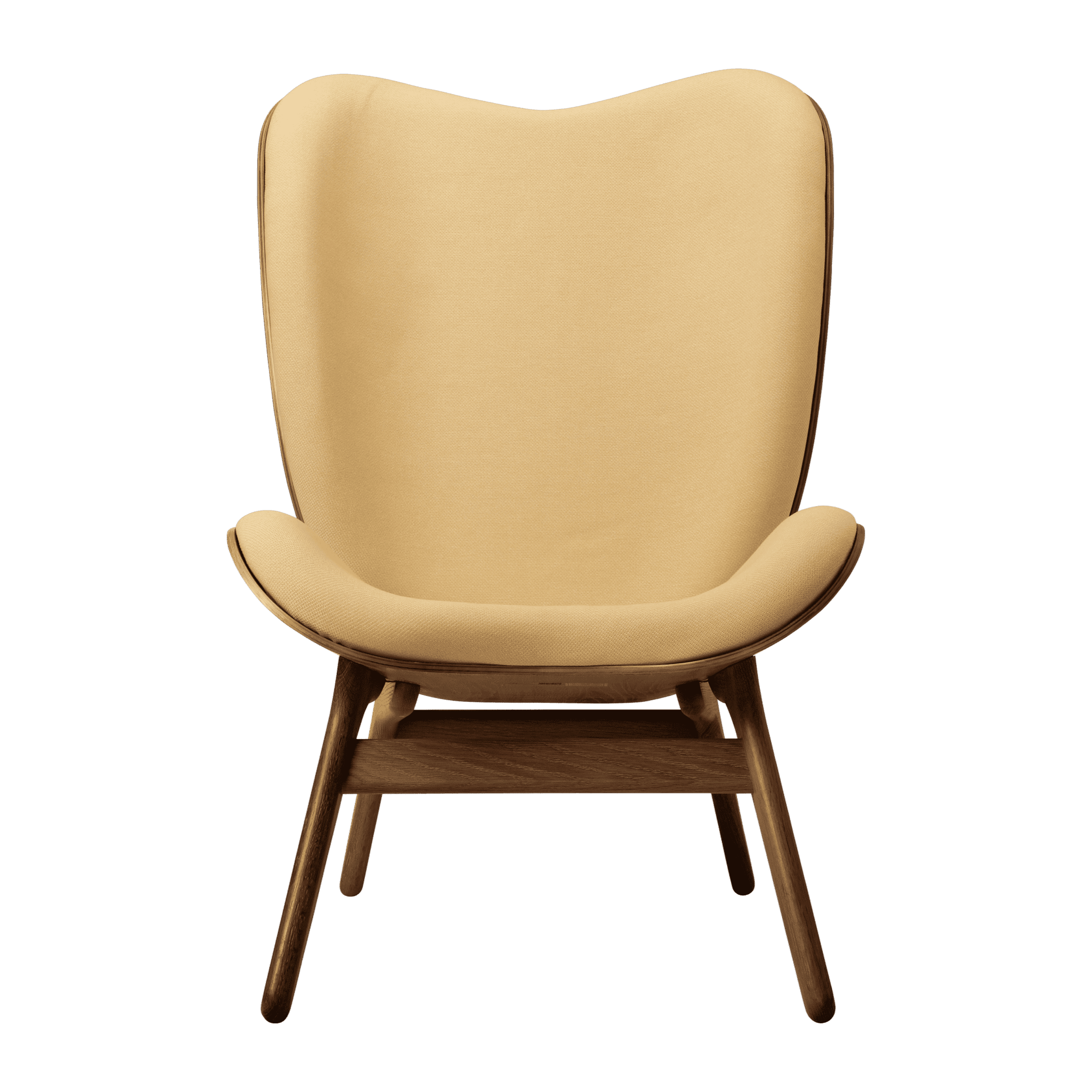 Fotel CONVERSATION PIECE TALL żółty z ciemno dębową podstawą UMAGE Eye on Design