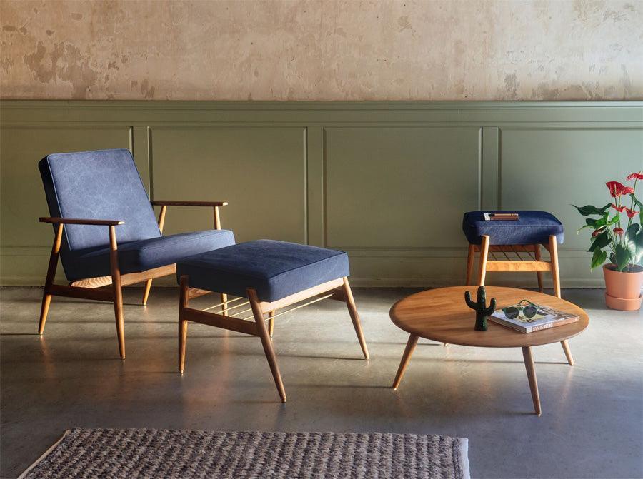 Fotel FOX niebieski w tkaninie Velvet Indigo 366 concept Eye on Design