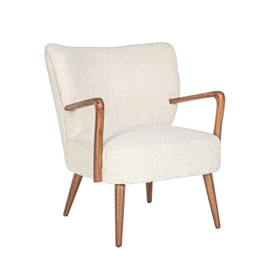 MORITZ Armchair in White with a Pine Wood Base