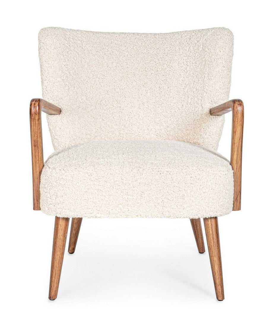 MORITZ Armchair in White with a Pine Wood Base