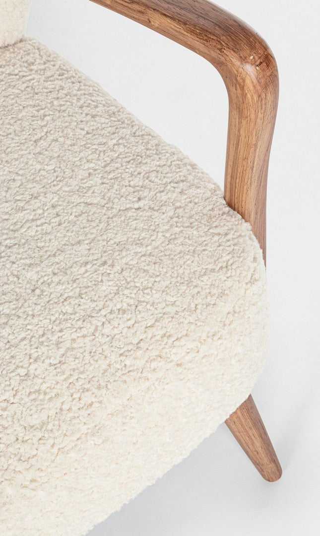 MORITZ Armchair in White with a Pine Wood Base
