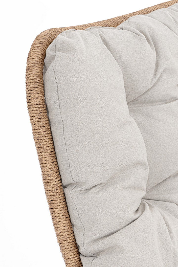 EMERY Beige Outdoor Swivel Armchair with Brown Base