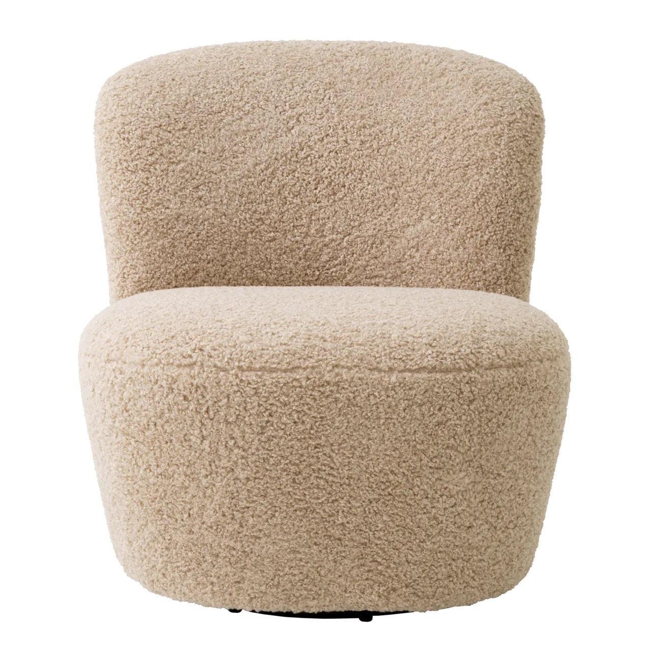 Fotel obrotowy futrzany DORIA piaskowy Eichholtz Eye on Design