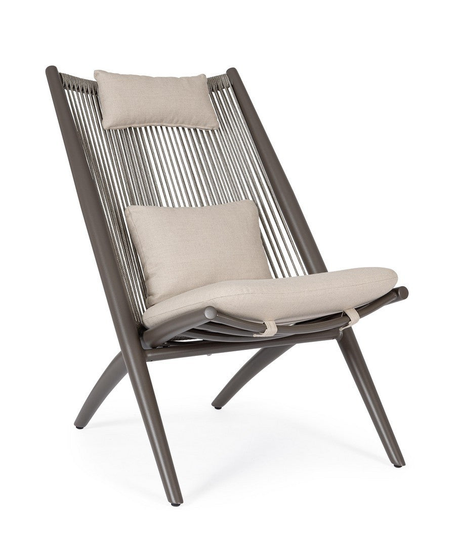 ALOHA outdoor armchair in beige with a cocoa base
