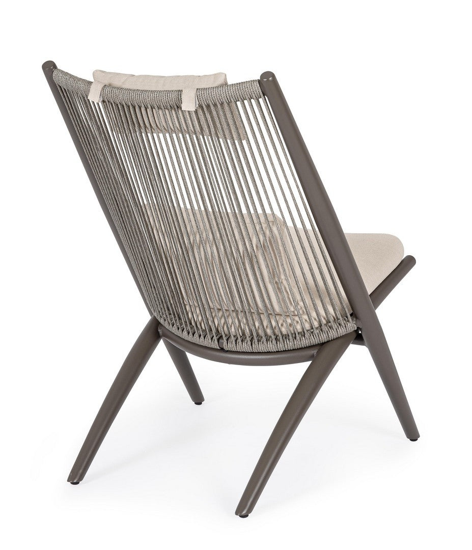 ALOHA outdoor armchair in beige with a cocoa base