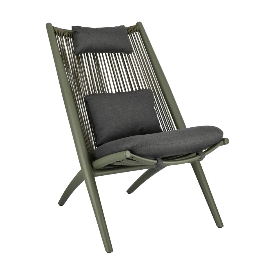 ALOHA outdoor armchair in anthracite with a green base
