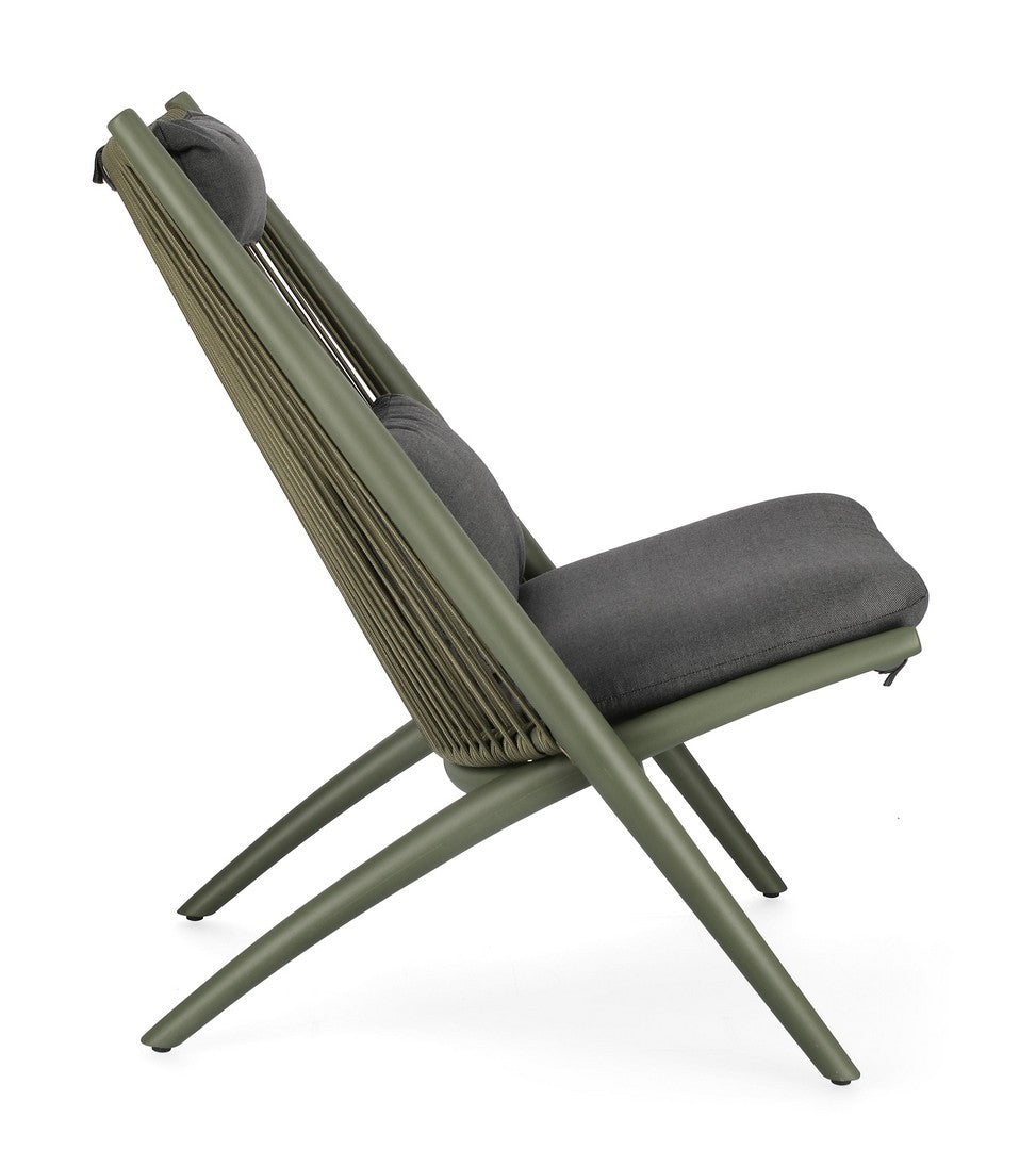 ALOHA outdoor armchair in anthracite with a green base