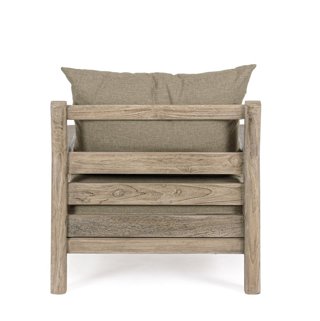 MAYNARD Beige Outdoor Armchair with Wooden Base