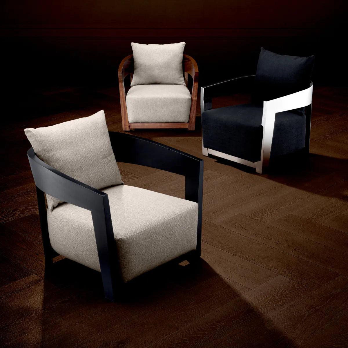 Fotel RUBAUTELLI kremowy z czarną podstawą Eichholtz Eye on Design