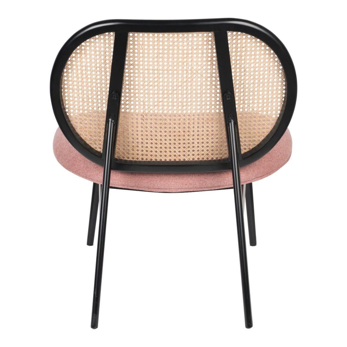 Fotel SPIKE różowy z rattanowym oparciem Zuiver Eye on Design