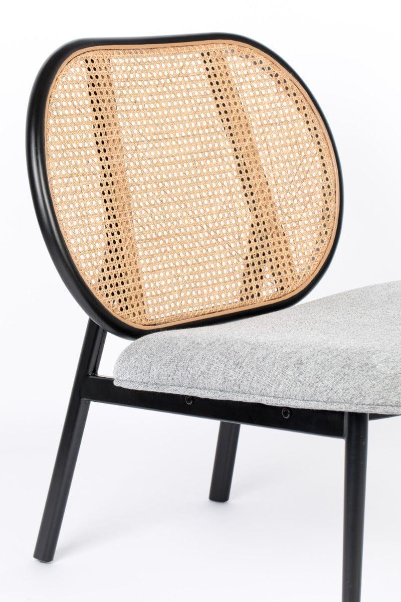 Fotel SPIKE szary z rattanowym oparciem Zuiver Eye on Design