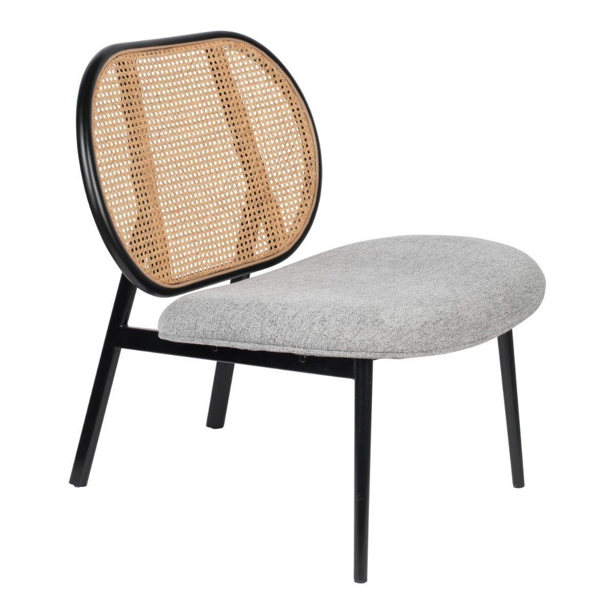 Fotel SPIKE szary z rattanowym oparciem Zuiver Eye on Design