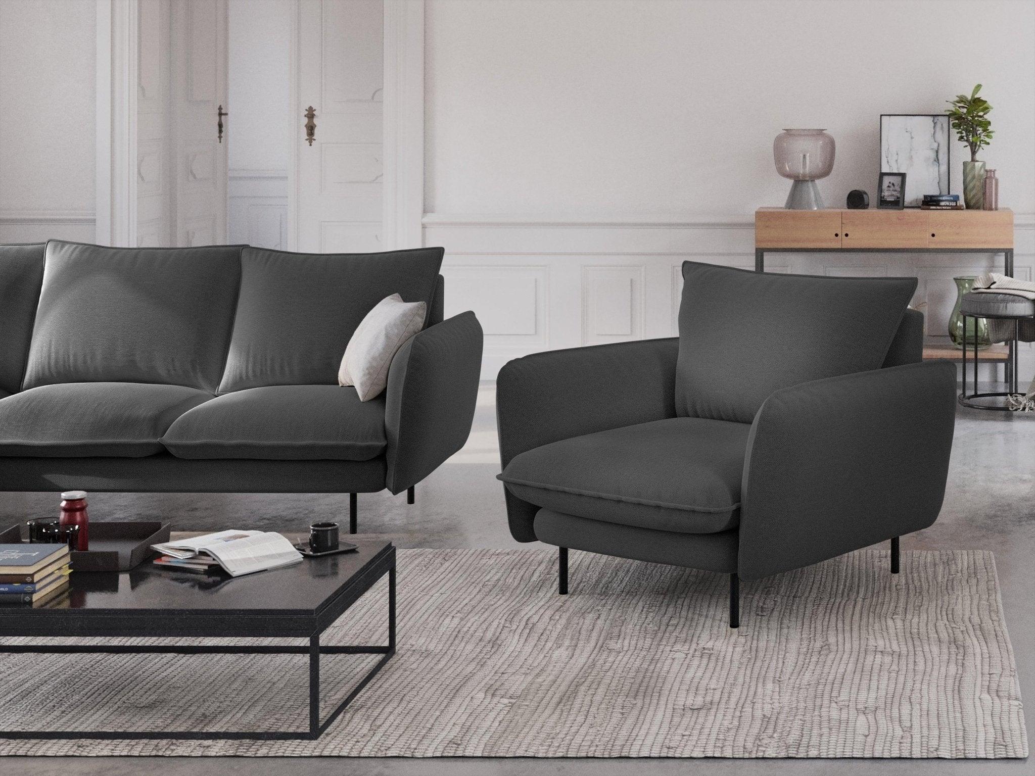 Fotel VIENNA ciemnoszary z czarną podstawą Cosmopolitan Design Eye on Design