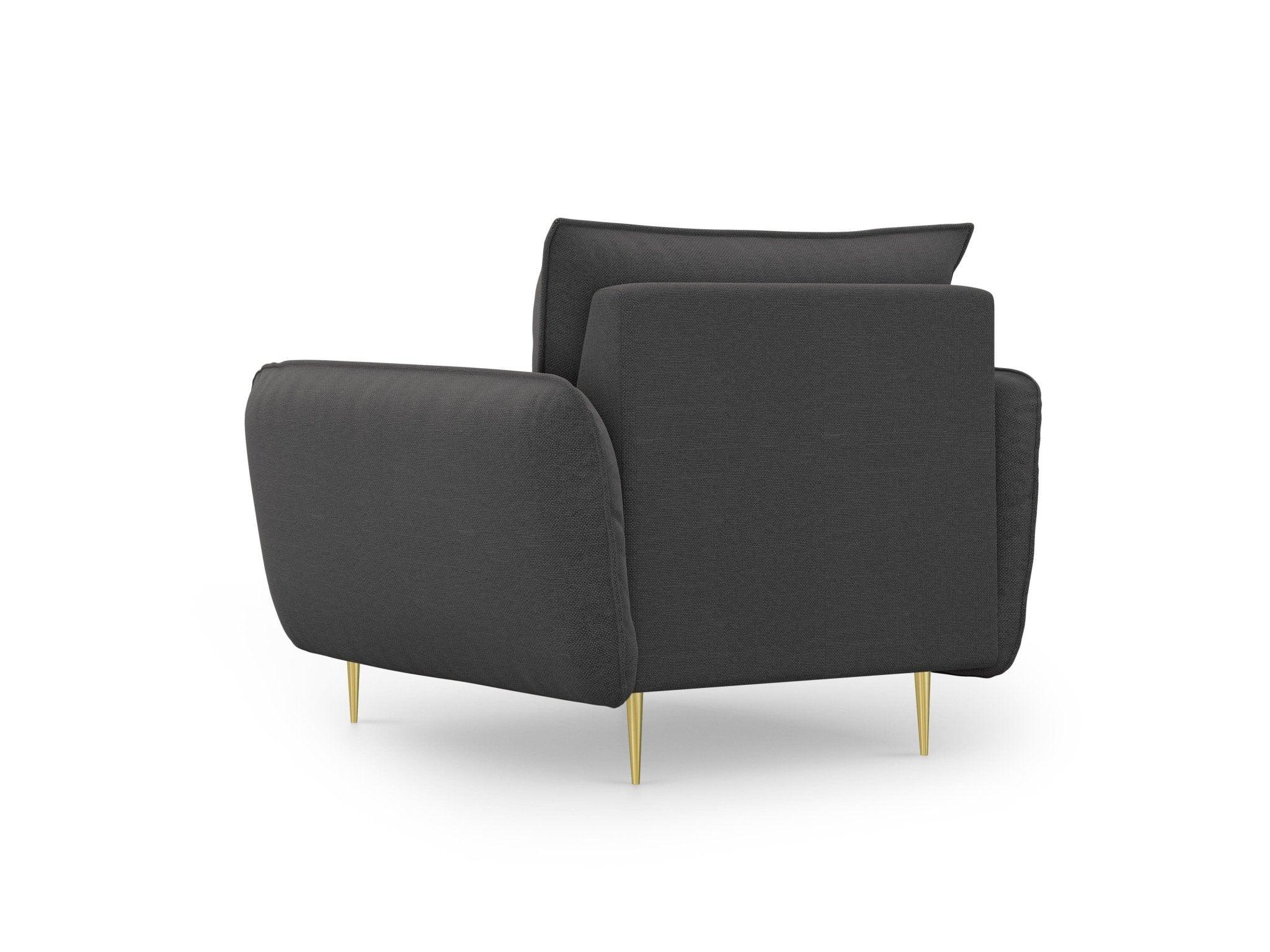 Fotel VIENNA ciemnoszary ze złotą podstawą Cosmopolitan Design Eye on Design