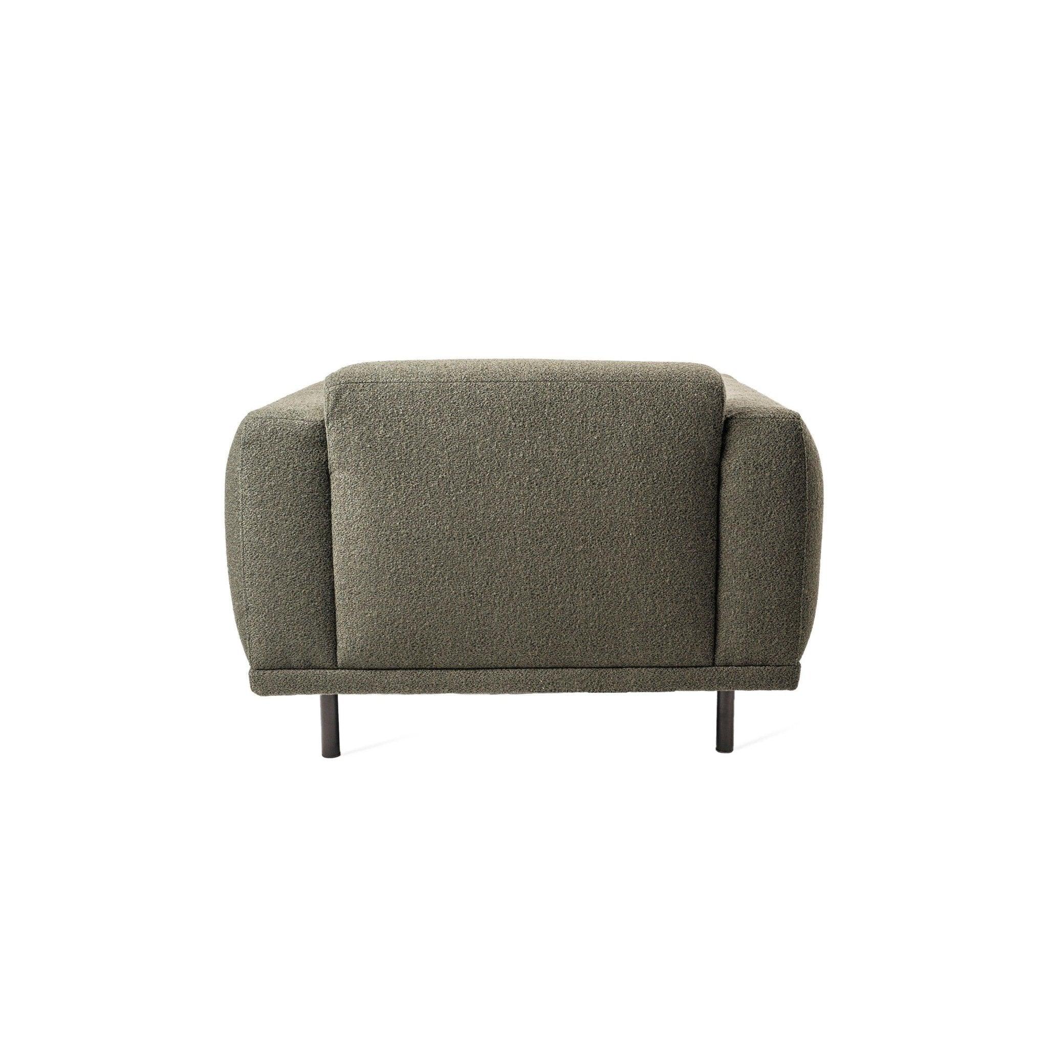Fotel w tkaninie boucle TEDDY oliwkowy Pols Potten Eye on Design
